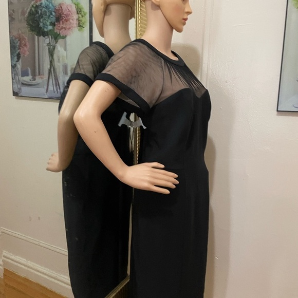 Maggy London Black Midi Dress with Sheer Detail - Picture 6 of 14